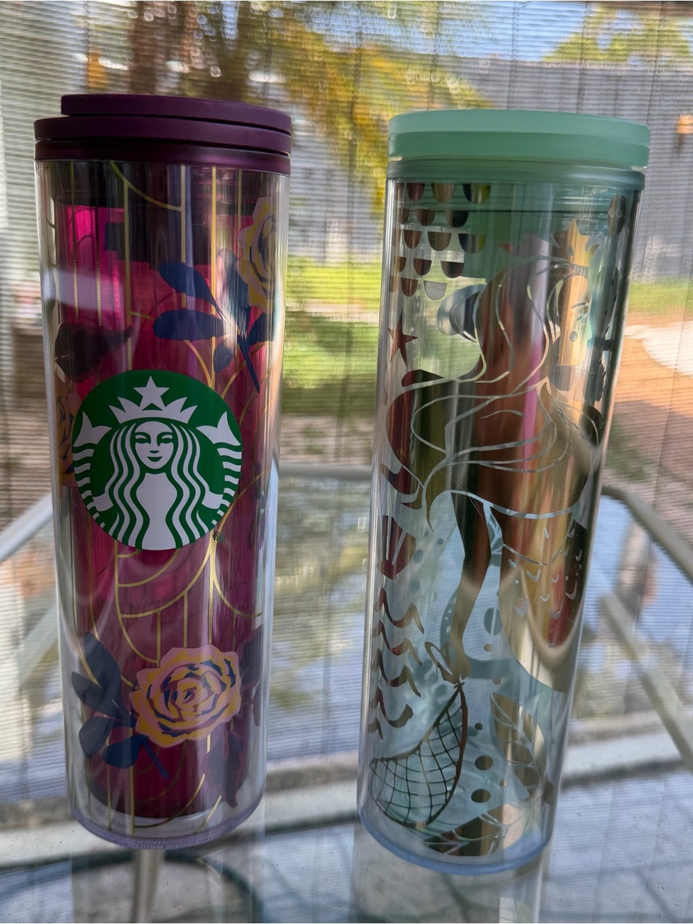 Starbucks Rose & Mermaid Tumblers - Purple and Mint Lids